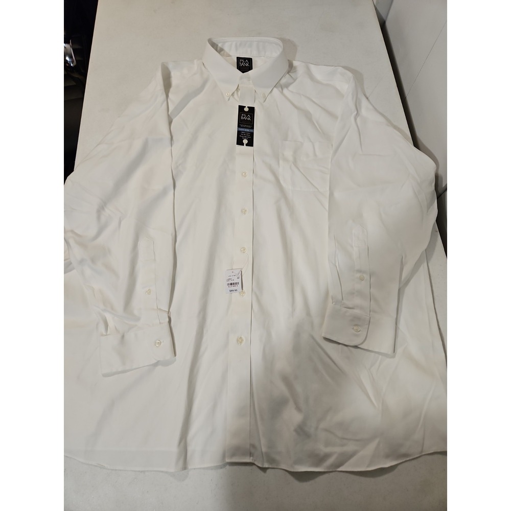 Jos A Bank Preppy Traveler White Dress Shirt 19- 35 No Iron Traditional Fit(1699